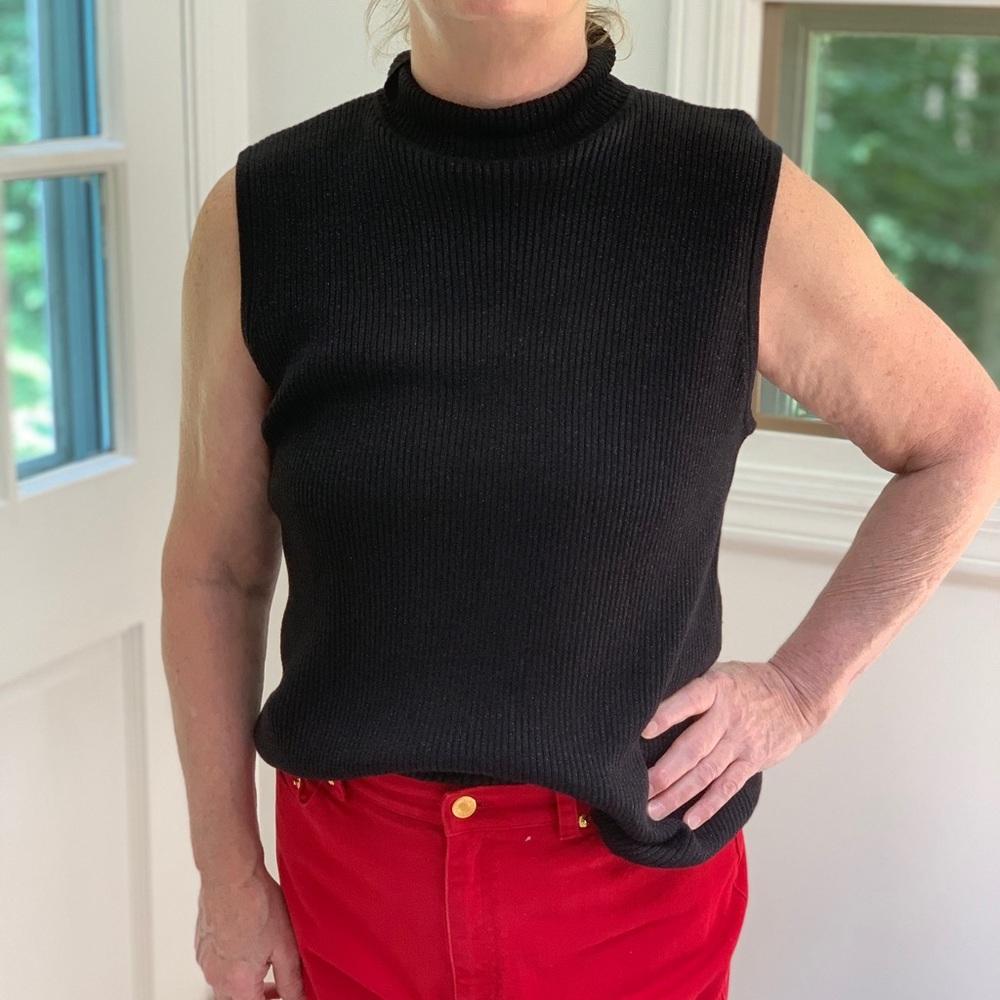 CHICO’S Metallic Ribbed Mock Turtleneck